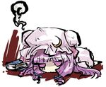  book chibi hat lowres patchouli_knowledge purple_eyes purple_hair solo tokiame touhou 