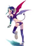  bat_wings copyright_request demon_girl demon_tail horns kneepits simple_background solo succubus tail thighhighs weno wings 