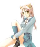  animal_ears holding original oujima_tamaki school_uniform skirt solo 