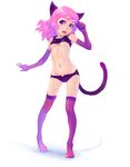  animal_ears breasts cameltoe cat_ears copyright_request elbow_gloves gloves pink_hair simple_background small_breasts solo tail thighhighs underboob weno 