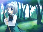  bangs forest konpaku_youmu mitamano nature solo touhou 