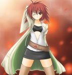  belt coat duel_monster hiita red_hair solo thighhighs yuu-gi-ou yuu-gi-ou_duel_monsters 