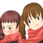  blush fukuzawa_yumi lowres maria-sama_ga_miteru matsudaira_touko multiple_girls scarf shared_scarf toshifumi 