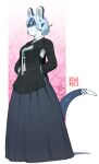 2023 absurd_res accessory anthro arms_bent artist_name biped blue_eyes blue_hair blue_hair_accessory blue_hairpin blue_tail breasts cetacean clothed clothed_anthro clothed_female clothing dark_clothing dark_dress digital_media_(artwork) dolphin dragon dress english_description eyebrow_through_hair eyebrows eyelashes eyelashes_through_hair facial_markings female female_anthro floral_clothing floral_dress floral_print forehead_markings full-length_portrait glistening glistening_hair glistening_tail hair hair_accessory hair_sticks hairpin head_markings hi_res hybrid kambo kemono lingrid_(kambo) mammal marine markings mythological_creature mythological_scalie mythology oceanic_dolphin orca portrait print_clothing print_dress scalie shadow solo standing tail tail_markings toothed_whale translucent translucent_hair white_tail