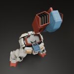  3d absurdres blender_(medium) core_fighter english_commentary fake_screenshot gattai gradient_background gundam highres machinery mecha mecha_focus mjeff mobile_suit mobile_suit_gundam no_humans realistic robot rx-78-2 science_fiction severed_torso spacecraft starfighter transformation 