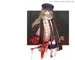  blood hat knife kurogin original scarf solo thighhighs zettai_ryouiki 