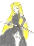  blonde_hair dress gloves hime_(kaibutsu_oujo) kaibutsu_oujo lilianne sword thighhighs weapon yellow_(artist) 