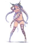  blue_eyes cephalopod_eyes copyright_request elbow_gloves extra_eyes flat_chest gloves monster_girl navel octopus panties simple_background solo strapless striped striped_legwear striped_panties tentacle_hair thighhighs tubetop underwear weno yellow_eyes 
