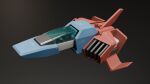  3d absurdres blender_(medium) canopy_(aircraft) core_fighter damaged dirty english_commentary gradient_background gundam highres mjeff mobile_suit_gundam no_humans realistic science_fiction spacecraft starfighter vehicle_focus 