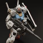  3d absurdres beam_rifle blender_(medium) character_name energy_gun english_commentary english_text gradient_background gundam highres machinery mecha mecha_focus mjeff mobile_suit mobile_suit_gundam no_humans realistic robot roundel rx-78-2 science_fiction scope shadow shield v-fin weapon 