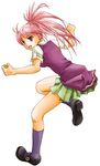  hands legs long_hair open_mouth original oujima_tamaki red_hair school_uniform solo 