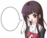  character_request long_hair open_mouth ribbon safi school_uniform simple_background solo 