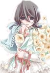  black_hair bleach bouquet dress flower izumiya_otoha kuchiki_rukia solo 