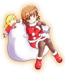  brown_legwear christmas hidamari_sketch miyako multiple_girls pantyhose santa_costume wide_face yn1982 yuno 