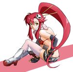  1girl belt bikini bikini_top breasts elbow_gloves fingerless_gloves gloves kirie_(pixiv25868) ponytail red_hair scarf simple_background solo studded_belt swimsuit tengen_toppa_gurren-lagann tengen_toppa_gurren_lagann thighhighs yoko_littner yoko_ritona 