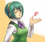  ;p chan_co green_hair hands heart idolmaster idolmaster_(classic) idolmaster_1 mole mole_under_mouth one_eye_closed open_hand otonashi_kotori red_eyes short_hair solo tongue tongue_out upper_body 