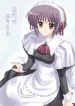  bangs cosplay grey_hair kishi_nisen kotonomiya_yuki kotonomiya_yuki_(cosplay) maid nagato_yuki short_hair sitting solo suigetsu suzumiya_haruhi_no_yuuutsu translated wrist_cuffs yellow_eyes 