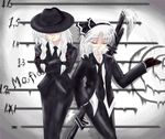  artist_request formal gangster hat izayoi_sakuya konpaku_youmu lineup mafia multiple_girls necktie pant_suit sheath sheathed suit sword touhou weapon white_hair 