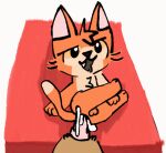 anal anal_penetration animated anthro bed bodily_fluids cum cum_string domestic_cat duo eeve_(character) felid feline felis fur furniture genital_fluids male male/male mammal open_mouth orange_body orange_fur penetration short_playtime tail tinky tinky_(character)
