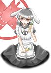  alternate_costume animal_ears black_hair bunny_ears carrot chikage_(chika-chiko) enmaided inaba_tewi maid red_eyes solo touhou 