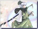  bad_id bad_pixiv_id hitodama konpaku_youmu konpaku_youmu_(ghost) nekoita scarf sheath sheathed solo sword touhou weapon 