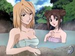  :d arcueid_brunestud artist_request bathing blonde_hair blush breasts brown_hair cleavage collarbone day double_bun forest long_hair looking_at_viewer medium_breasts multiple_girls nature onsen open_mouth outdoors partially_submerged plant small_breasts smile steam tree tsukihime water yumizuka_satsuki 