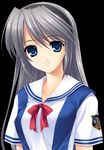  blue_eyes clannad fumio_(ura_fmo) game_cg hikarizaka_private_high_school_uniform long_hair sakagami_tomoyo school_uniform silver_hair tomoyo_after 