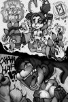 2:3 3_toes 4_fingers 5_fingers absurd_res anthro anthro_focus bear biped black_and_white blizzard_entertainment bodily_fluids breasts brush chromie_(warcraft) chronormu_(warcraft) claws clock clothed clothing crying_laughing disembodied_hand duo exclamation_point eyebrows eyes_closed fangs feet female female/female fingers foot_focus fur gnome_(warcraft) greyscale hair hi_res holding_brush holding_object holding_paintbrush holding_wrists hourglass_(object) humanoid laugh li_li_stormstout magic mammal monochrome nipple_fetish nipple_play nipples onomatopoeia open_mouth open_smile paintbrush pandaren ponytail question_mark raised_arms restricted_source saliva smile sound_effects submissive submissive_anthro submissive_female tears teeth text tickle_fetish tickle_torture tickling tickling_armpits tickling_belly tickling_feet tickling_nipples time_stop toe_claws toes tongue topless topless_anthro topless_female twomario_(artist) uvula visage_form warcraft