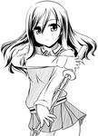  bamboo_blade greyscale jun_(aoerm) miyazaki_miyako monochrome school_uniform shinai solo sword weapon 