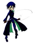  1boy black_eyes black_gloves black_hair black_jacket chibi darker_than_black full_body gloves hei jacket male male_focus simple_background solo white_background wire 