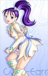  boots c-wing character_name cure_egret futari_wa_precure_splash_star gloves knee_boots magical_girl mishou_mai ponytail precure purple_eyes purple_hair solo white_footwear 