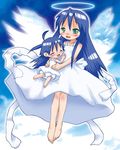  age_difference angel baby barefoot blush halo izumi_kanata izumi_konata lucky_star mother_and_daughter wings 