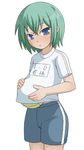  ball child flat_chest green_hair gym_uniform iwasaki_minami joke lowres lucky_star pregnant volleyball 