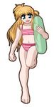  1girl alisa_bannings barefoot innertube lyrical_nanoha mahou_shoujo_lyrical_nanoha ooba_kou simple_background solo swimsuit 