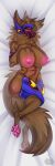 absurd_res anthro armor big_breasts blue_armor blush breast_squish breasts brown_body brown_fur cinnamoncatto claws crossed_legs dakimakura dakimakura_design female fur hand_on_breast hand_on_crotch hi_res looking_at_viewer lua_(pacothegint) machine pawpads pink_claws pink_face pink_pawpads protogen protogen_visor solo squish