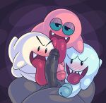 auto_penis_lick balls big_balls big_penis black_outline blue_sclera blush bodily_fluids boo_(mario) dark_eyelids erection eyeshadow fellatio first_person_view floating_head_creature foreskin gemsum genital_fluids genitals ghost group half-closed_eyes hi_res humanoid_genitalia humanoid_penis licking looking_at_viewer looking_pleasured makeup male male/male mario_bros masturbation multiple_partners narrowed_eyes nintendo nude oral oral_masturbation outline penile penile_masturbation penis penis_lick pink_boo precum retracted_foreskin saliva saliva_on_penis self_lick sex shaded sharp_teeth simple_background sleepy_boo_(super_mario_sunshine) small_but_hung smile spirit super_mario_sunshine teeth tongue tongue_out toony trio_focus waddling_head