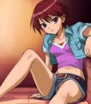  denim denim_shorts digimon digimon_savers fujieda_yoshino haruyama_kazunori midriff shorts solo 