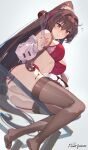  1girl against_glass alternate_costume ass ass_on_glass ass_press blush bowl bra breasts brown_hair brown_thighhighs chocolate cleavage commentary_request flower flying_sweatdrops garter_belt garter_straps hair_between_eyes hair_flower hair_intakes hair_ornament highres himeyamato holding holding_whisk kantai_collection large_breasts long_hair long_sleeves looking_at_viewer no_panties panties pink_flower ponytail red_bra red_garter_belt red_garter_straps signature simple_background sitting solo table thighhighs underwear very_long_hair whisk yamato_(kancolle) 