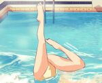  1girl absurdres bare_legs fire_emblem fire_emblem:_three_houses highres hoshinokotta ingrid_brandl_galatea leg_focus legs legs_up partially_submerged pool pool_ladder swimming synchronized_swimming top-down_bottom-up 
