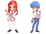  90s aiguillette artist_request book chibi flower holding holding_flower kaoru_miki kiryuu_touga male_focus multiple_boys official_art rose shoujo_kakumei_utena white_flower white_rose 