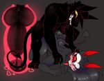 ahegao angel_(technicoy) anthro arched_back black_body black_cum blush bodily_fluids canid canid_demon canine clothing colored_cum cum demon duo female genital_fluids genitals hat headgear headwear heart_eyes heart_symbol hellhound hybrid internal knot knotted_penis knotting looking_pleasured male male/female mammal mythological_canine mythological_creature mythology penetration penis saliva technicoy teeth tongue tongue_out unusual_bodily_fluids unusual_cum unusual_genital_fluids uterus vik_(technicoy) yellow_eyes