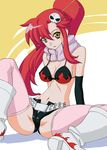  boots breasts cleavage long_hair medium_breasts okiyumi_kase ponytail red_hair solo tengen_toppa_gurren_lagann thighhighs yoko_littner 