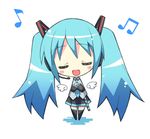  beamed_eighth_notes black_legwear blue_hair blush chibi closed_eyes eighth_note hands_clasped hatsune_miku headset hinata_mutsuki long_hair lowres music musical_note necktie open_mouth own_hands_together simple_background singing skirt solo thighhighs twintails very_long_hair vocaloid white_background wings zettai_ryouiki 