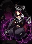  black_dress black_legwear dress from_above full_body guilty_gear_2 long_sleeves looking_at_viewer looking_up pos red_eyes red_hair solo thighhighs valentine_(guilty_gear) veil wrist_cuffs zettai_ryouiki 