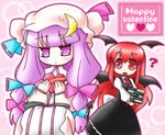  bow happy_valentine head_wings koakuma multiple_girls nekoyu patchouli_knowledge pink_bow touhou valentine 