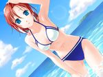  amanatsu ayase_mao beach bikini blue_eyes day dutch_angle game_cg ginta outdoors red_hair short_hair solo swimsuit wading 