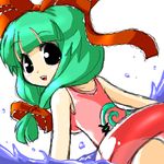  front_ponytail innertube kagiyama_hina lowres nekoyu one-piece_swimsuit solo swimsuit touhou 