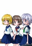  alternate_costume blonde_hair lunasa_prismriver lyrica_prismriver merlin_prismriver multiple_girls school_uniform serafuku short_hair siblings sisters tao_(kadoya) touhou 