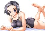  blue_eyes blush copyright_request one-piece_swimsuit shiruko short_hair solo swimsuit 