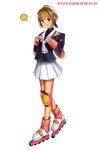  backpack bag brown_hair cardcaptor_sakura full_body green_eyes hair_bobbles hair_ornament hat inline_skates kinomoto_sakura knee_pads roller_skates ryu_(ryu's_former_site) school_uniform short_hair skates solo standing tomoeda_elementary_school_uniform 